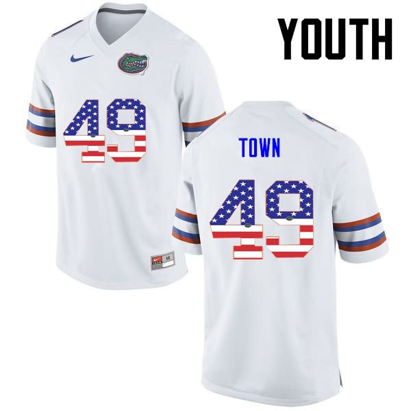 NCAA Florida Gators Cameron Town Youth #49 USA Flag Fashion Nike White Stitched Authentic College Football Jersey SDC5364KS